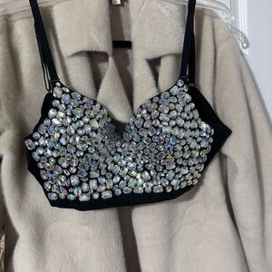 Black Rhinestone Embellished Bralette